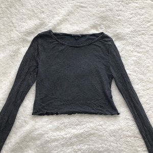 Striped Crop Long Sleeve Top